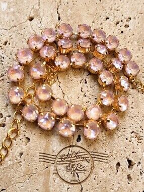 Dusty Pink Light Mauve Crystal Necklace in 14k Gold Plated